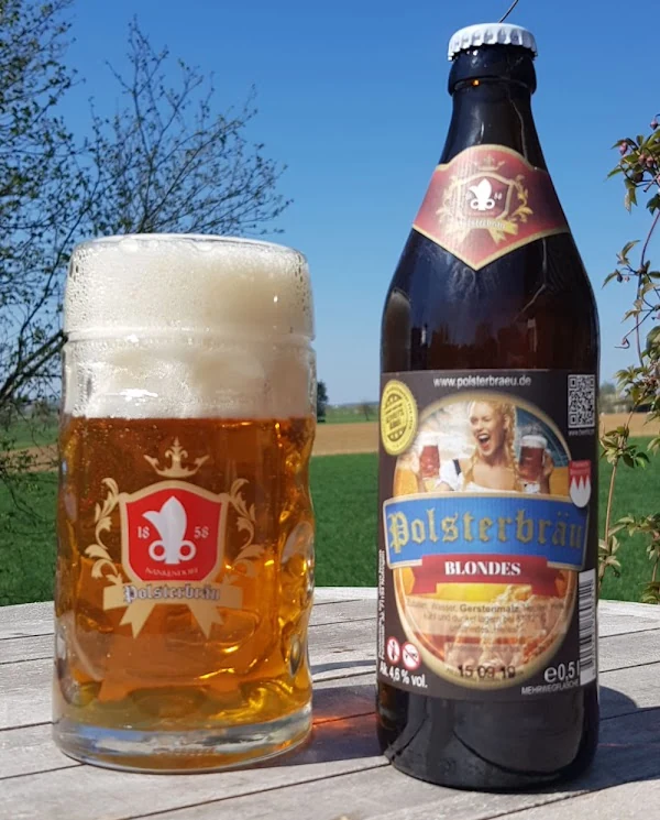 Polsterbräu Blondes with a glass of beer