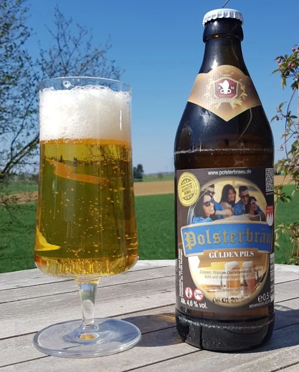Polsterbräu Gülden Pils with a glass of beer